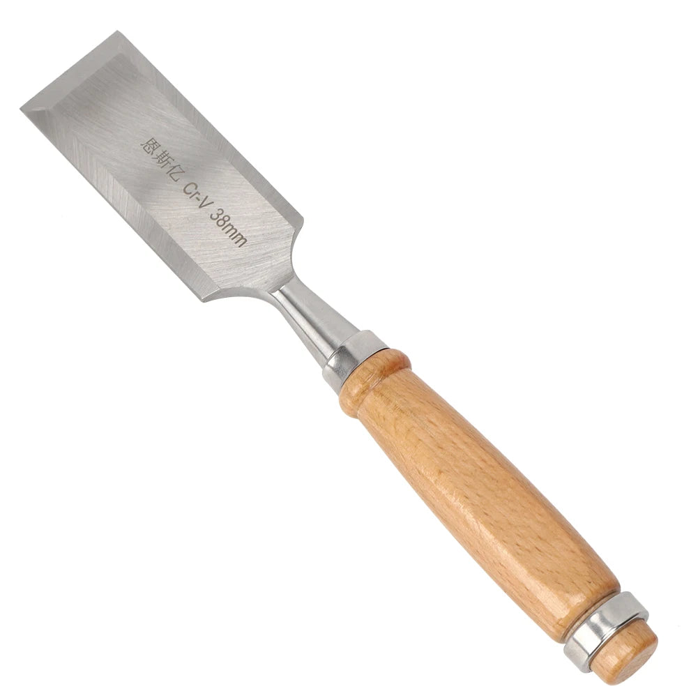 Wooden Handle Flat Chisel Woodworking Tool Hardware Tools Industrial Accessory Chrome Vanadium Alloy Steel 38mm Chisel