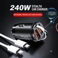 240W Mini Dual-Cigarette Lighter Car Charger Super Fast Charging Hidden 12V 24V USB Conversion Phones Adapter For iPhone 17 15