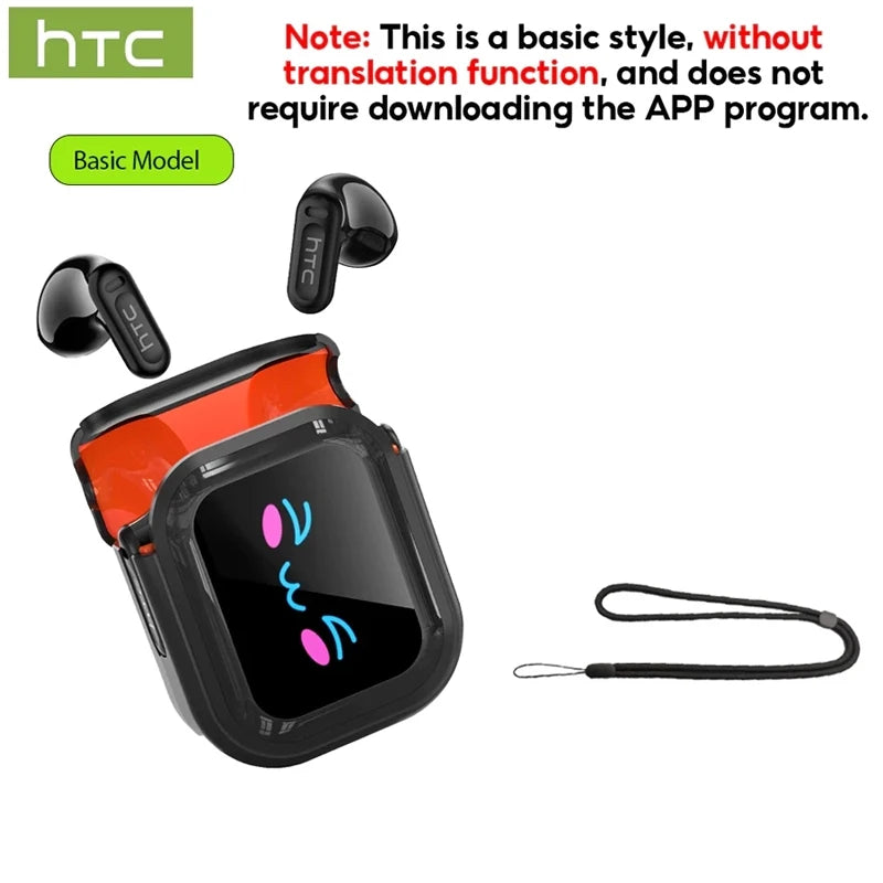 HTC NE20 Original Wireless Bluetooth Earphone In Ear AI Translate Earbud LED  Touchscreen HIFI Sound Noise Reduction Headset
