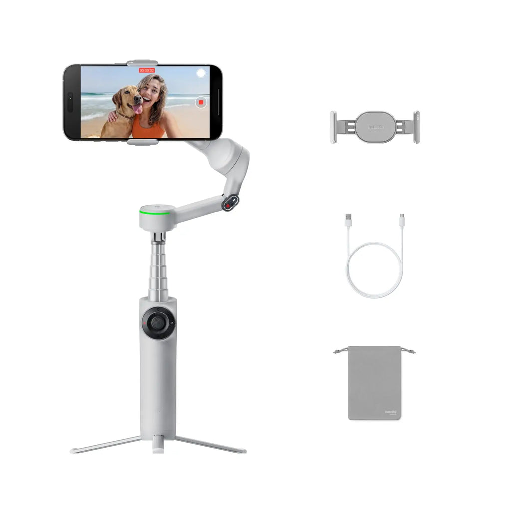 Insta360 Flow 2 Pro - Foldable AI Phone Gimbal, Tracked in 200+ Apps with Apple DockKit, Original，Multi-Person Tracking