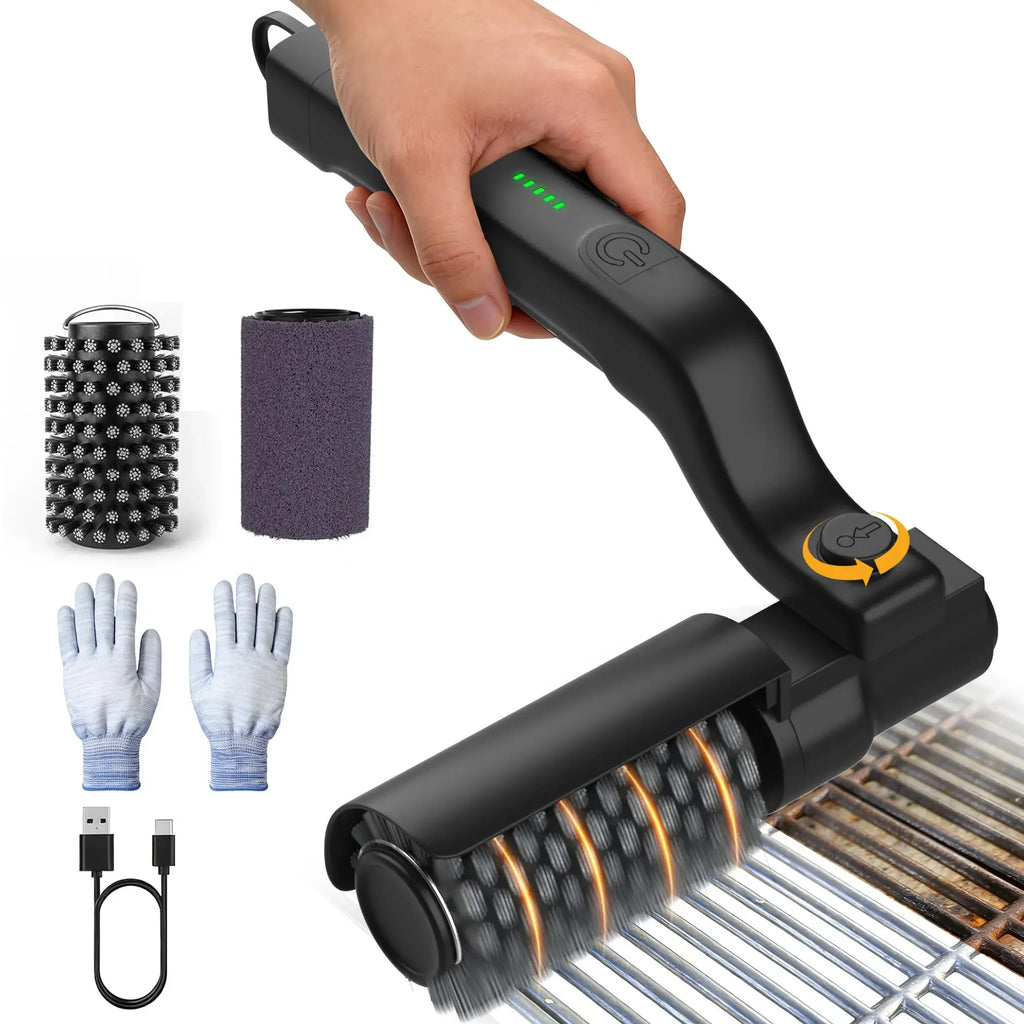 BBQ Grill Brush 3-Speed Settings Electric Grill Brush,180° Adjustable Head,90 Mins Grill Cleaner for Outdoor Griddles Smokers