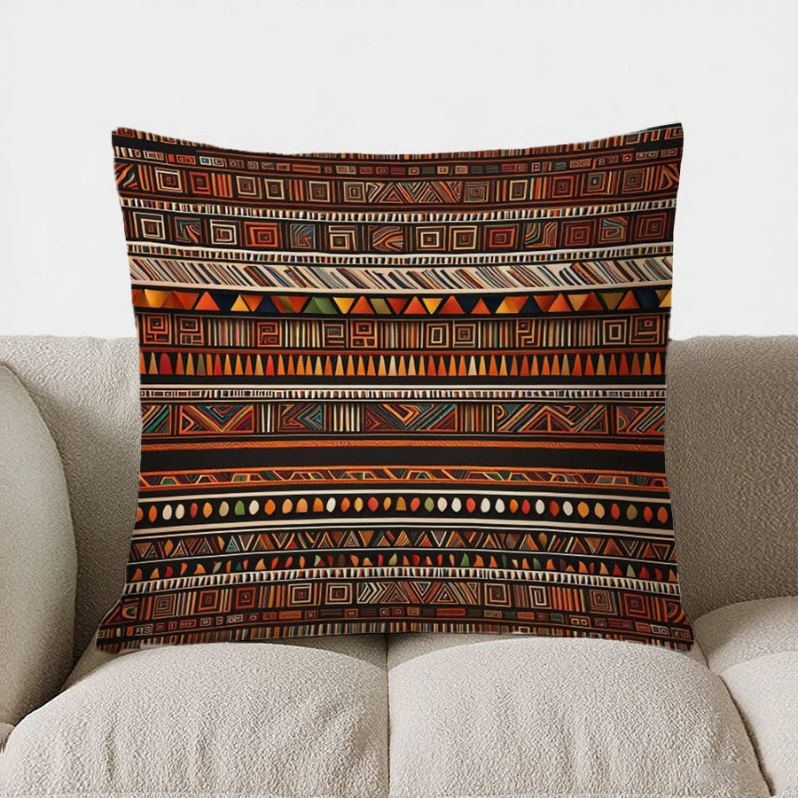 Colorful Geometric Patchwork Pattern Double-sided Printed pillow cover Short plush Suitable living room sofa throw cushion cover