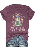 Plus Size Women's Short Sleeve T-Shirt Peace Love Light Go Yourself Everyday comfortable and versatile style summer outfits