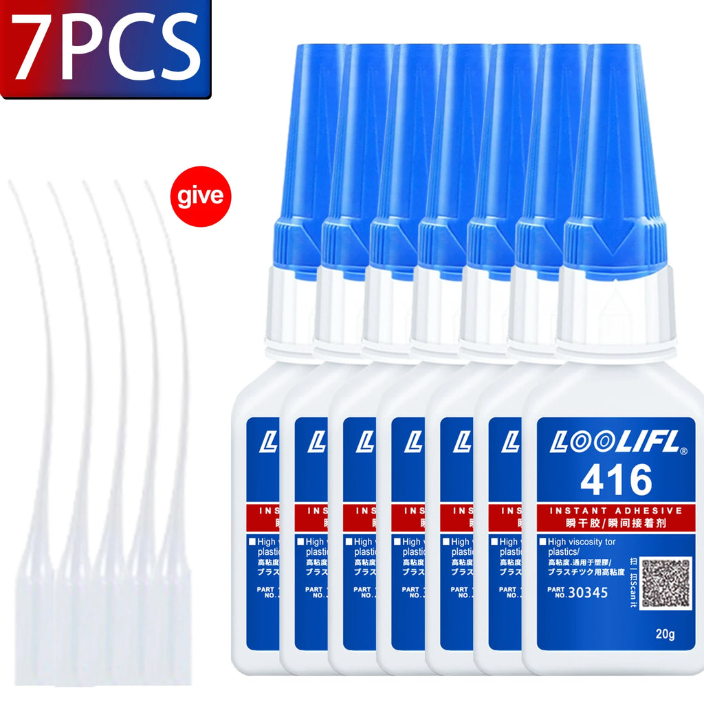LOOLIFL 20ml 416 Instant Strong Super Glue Universal Mighty for Resin Ceramic Metal Wood Glass Fast Dry Bond Liquid Glue Tool