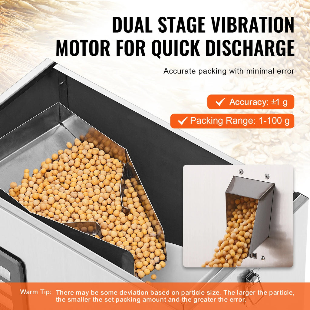 SucceBuy 1-100g Automatic Particle Packaging Machine Pouch Powder Sachet Weighting Filling Packing Machine Tea Seeds Beans Rice