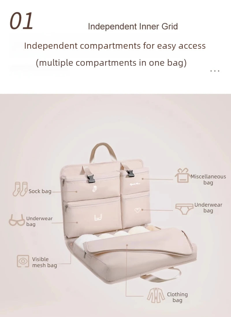 Travel Organizer Bag Set,Portable Large Capacity Foldable Storage Bag for Business TripLuggage Suitcase Clothe Closet Wall Mount