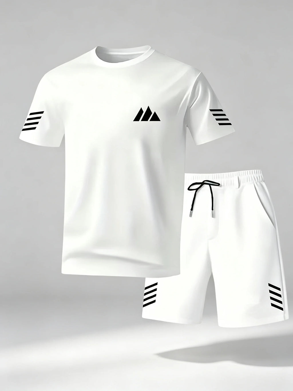2026 Men 2PCS Summer Tracksuit Quick Dry Breathable Lightweight Short Sleeve Tee Shorts Streetwear Gym Running Sports Outfit