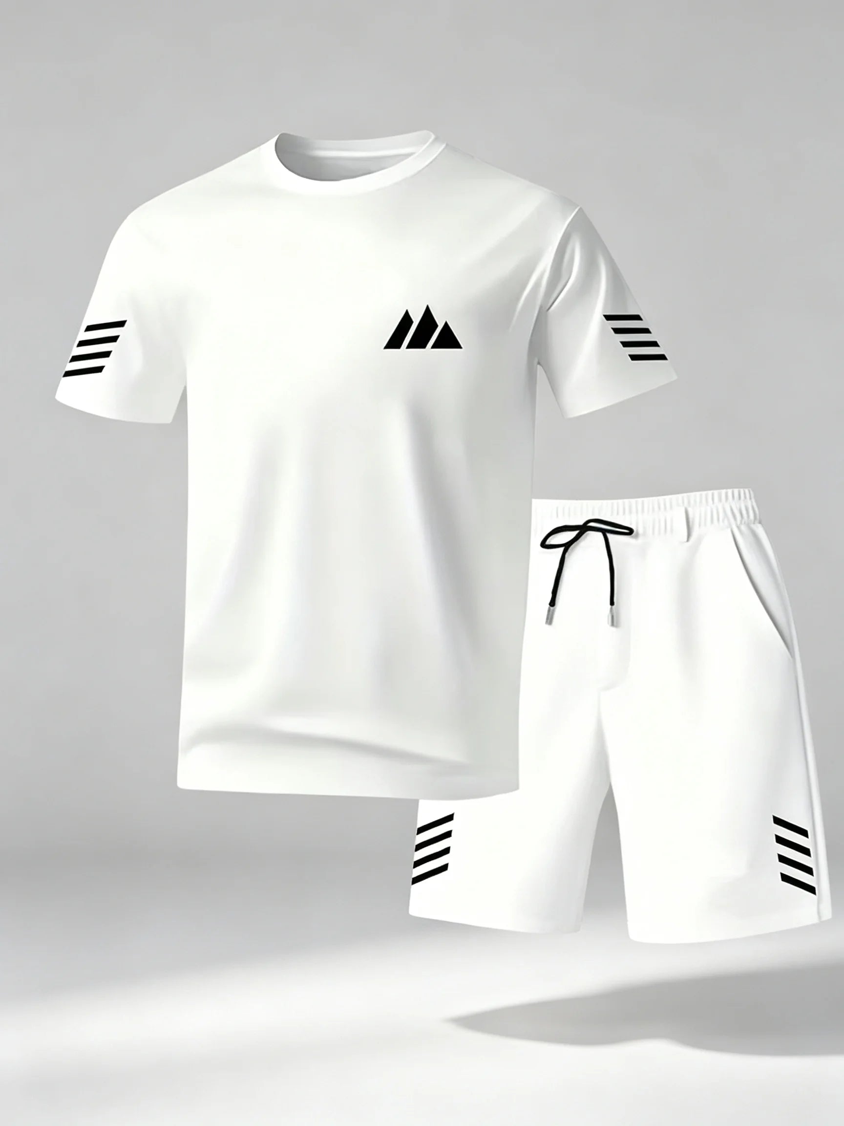 2026 Men 2PCS Summer Tracksuit Quick Dry Breathable Lightweight Short Sleeve Tee Shorts Streetwear Gym Running Sports Outfit