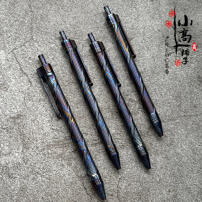 Zirconium Titanium Damascus Click Pen Tactical Pen EDC Portable Signing Premium Business Pen Stationery