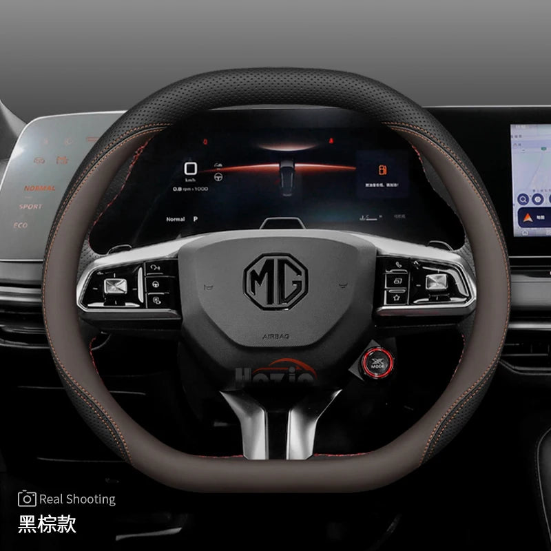 Leather Car Steering Wheel Cover for MG 3 5 One ZX RX5 ZS EHS HS PHEV Luxury Hybrid 2025 2026 Accessories