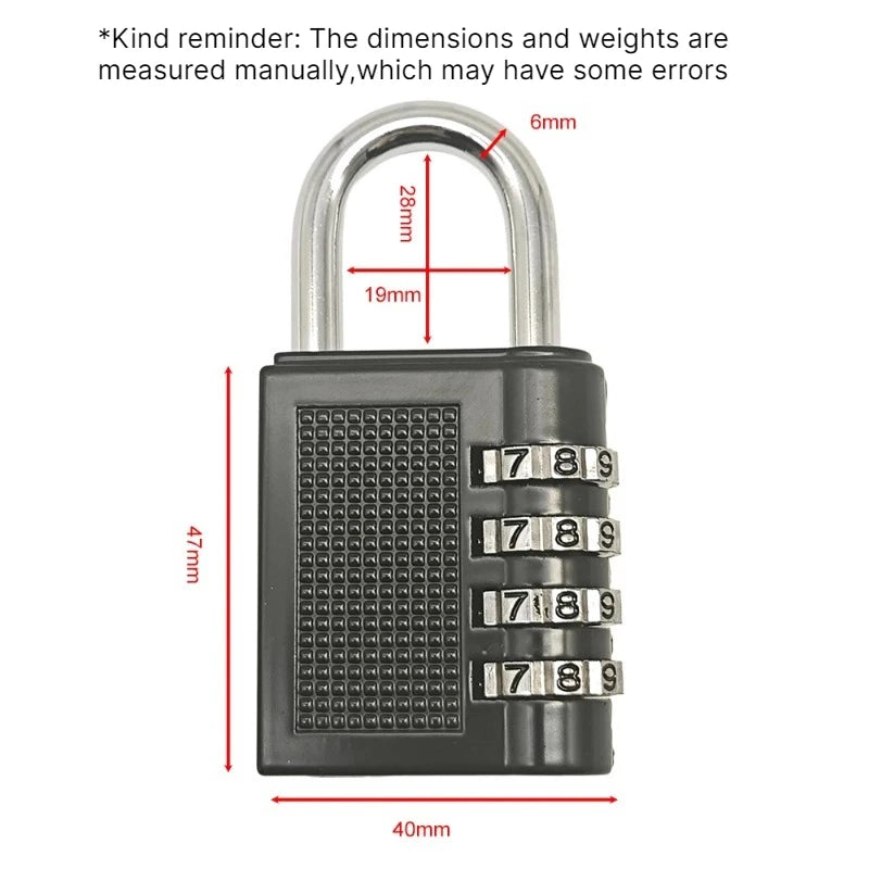 1PC Waterproof Rustproof Security Combination Padlock Anti Theft Resettable Code Lock for Travel Luggage Gym Locker Storage Box