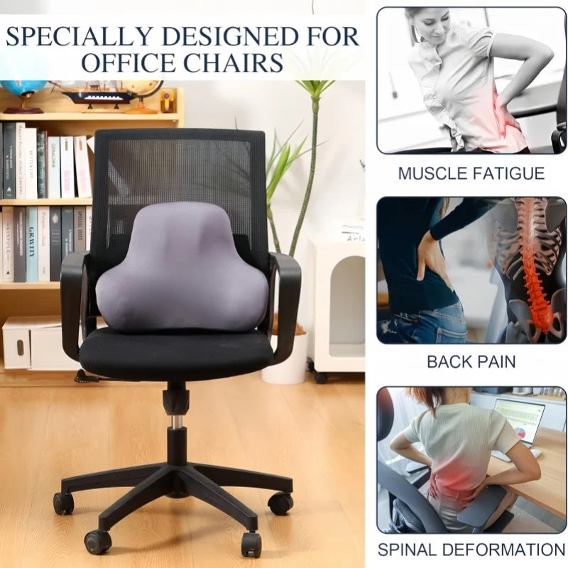 1pc Memory Foam Lumbar Back Cushion for Car Office Gaming Chairs and Postpartum Waist Support Multi Functional Pain Relief Pillo