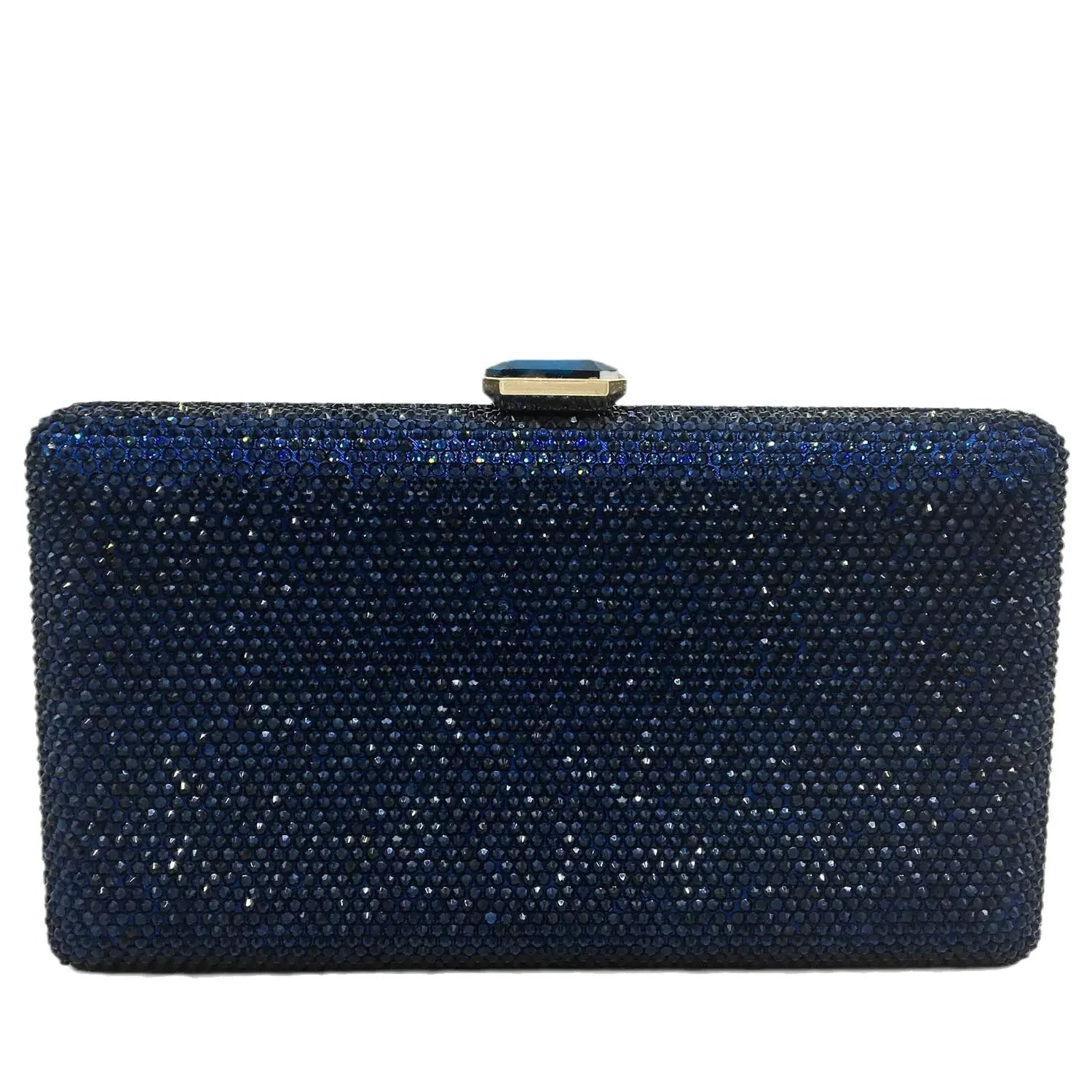 Boutique De FGG Women Black Crystal Clutch Evening Bags Wedding Bridal Rhinestone Box Handbags Party Dinner Diamond Clutch Purse