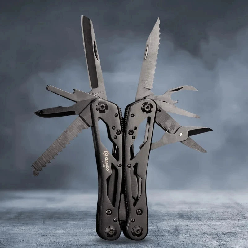 GANZO G202B Folding Knife Plier Multitools EDC Camping Multifunctional Screwdriver Bits Mini Scissors Stainless Steel