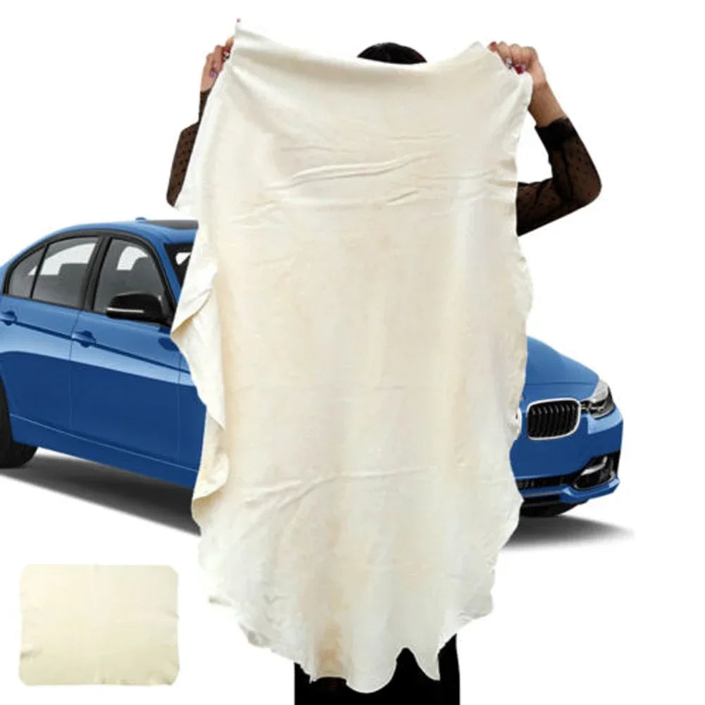 Natural Chamois Leather Cloth Free Shape Car Wash Towel Genuine Suede Ultra Absorbent Quick Dry Auto Cleaning Accessory