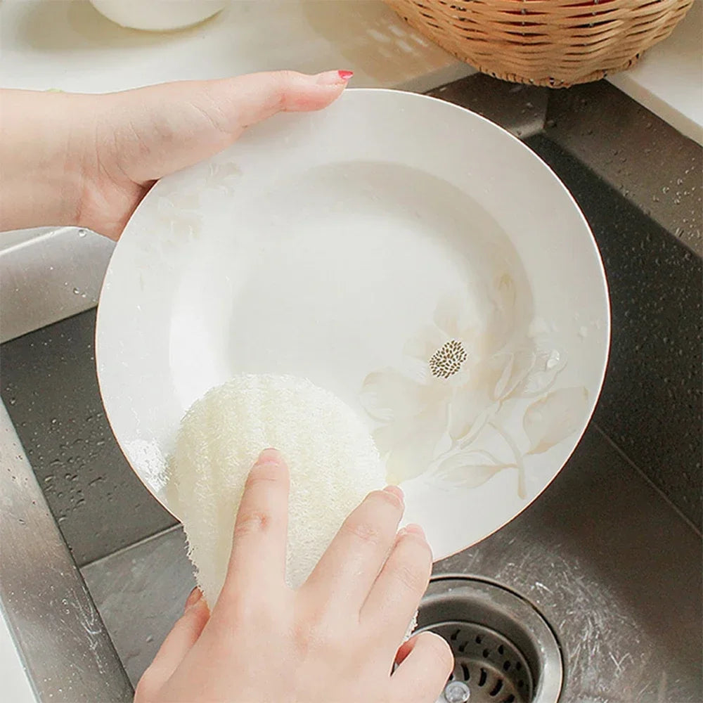 10Pcs Natural Luffa Sponge Dish Washing Cloth Loofah Scrub Pad Dish Pot Scrubber Sponge Household Kitchen Clean Brushes Pad