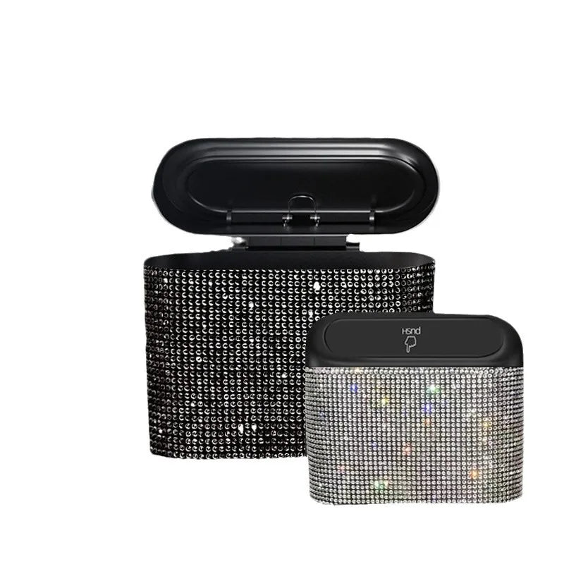 Car Door Trash Bin Bliing Girls Unbrella Storage Box Barrel Plastic Seat Back Garbage Dust Case Trash Can For Women Interior