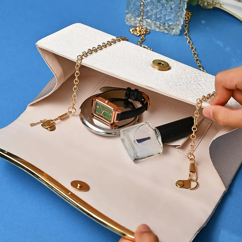 New Ruffled flip handle bag Stylish Satin Envelope Storage Bag Bridal Party Evening Dress Bag Metal chain shoulder bag