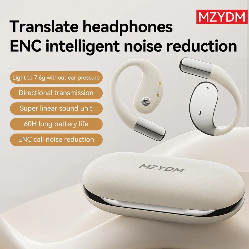 3-in-1 AI Translation Earbuds Q39 Wireless Bluetooth 5.4 Earphones LED Display Noise Canceling Ear Clip Sport Headphones Headset