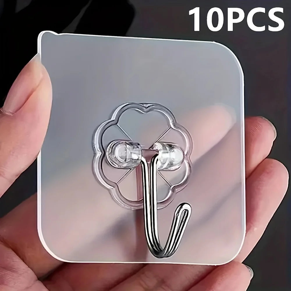 10/20/30PCS Kitchen Self-adhesive  Wall Hooks Multi-Purpose Stainless Steel Keys Towel Holder For Kitchen Bathroom Accessories