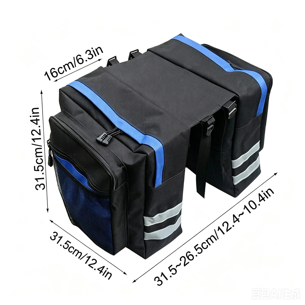 Bicycle Rear Rack Bag Waterproof Double-Sided Large Capacity Bike Trunk Pannier Storage for MTB Road Cycling Commuting