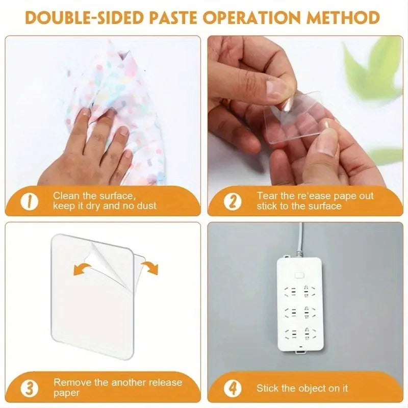 Square Transparent Double-Sided Tape - Strong, Removable & Waterproof Adhesive for Wall HooksHalloweenandChristmasDecoration