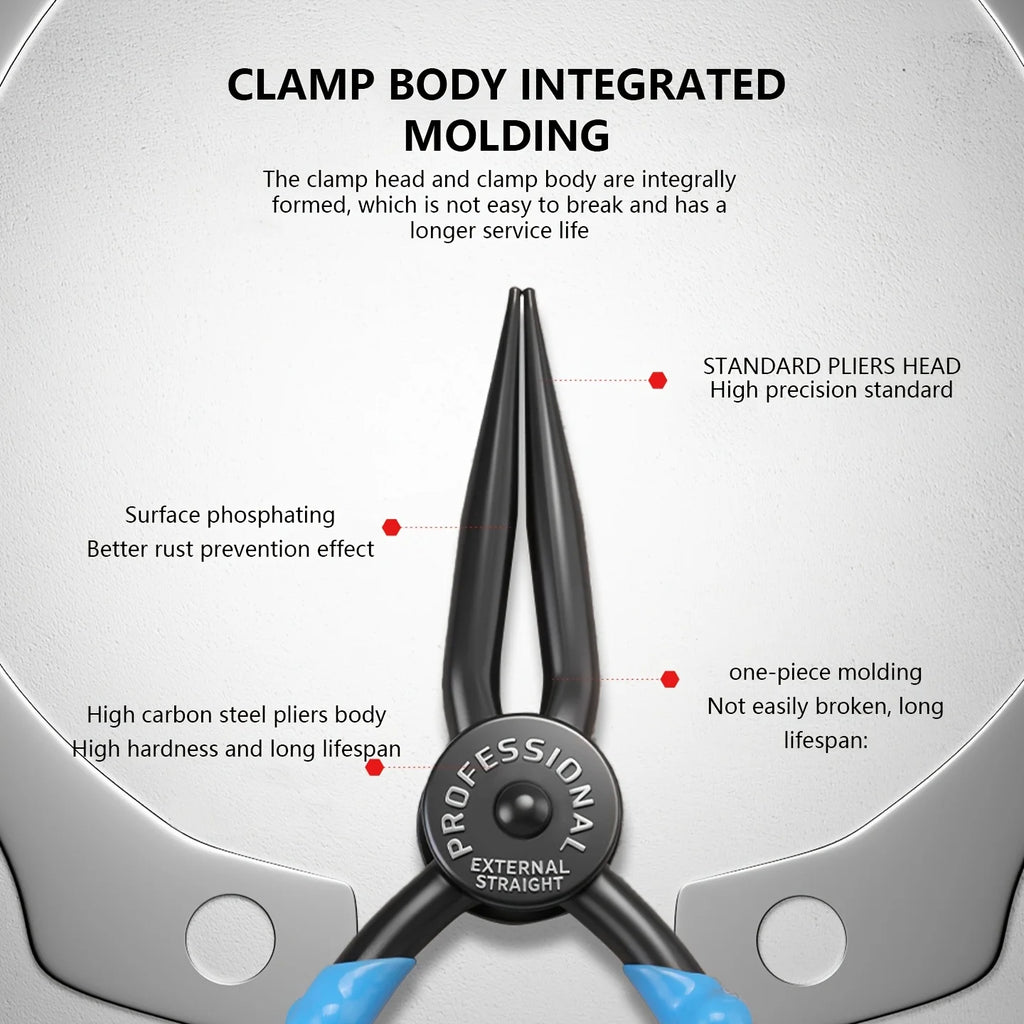 Snap Ring Pliers, 7-Inch Heavy Duty Internal/External Circlip Pliers with Straight & Bent Jaw Tips, Spring-Loaded