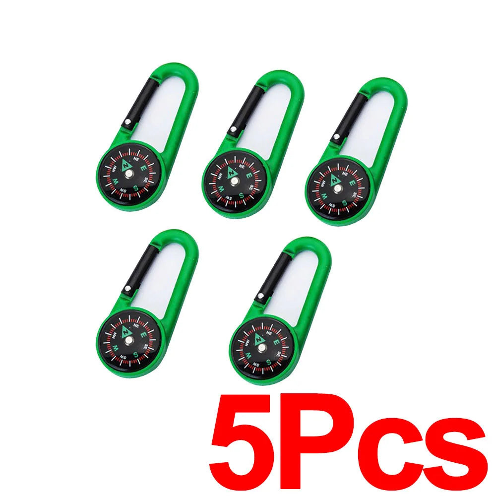 Outdoor Compass Carabiner Mini Camping Keychain Mountaineering Hiking Backpack Buckle with Compass Survival Children Gifts