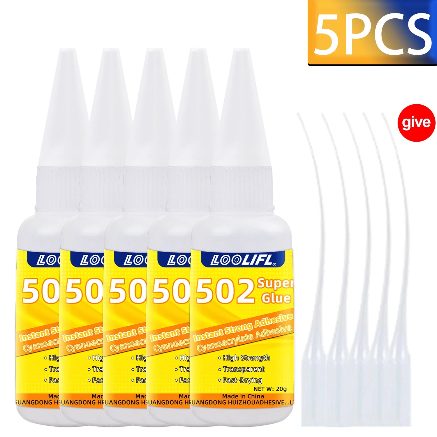 502 Super Glue Cyanoacrylate Instant Adhesive Quick-drying Strong Bond  for Plastic Rubber Metal Wood Glass Liquid Glue Tool 20g