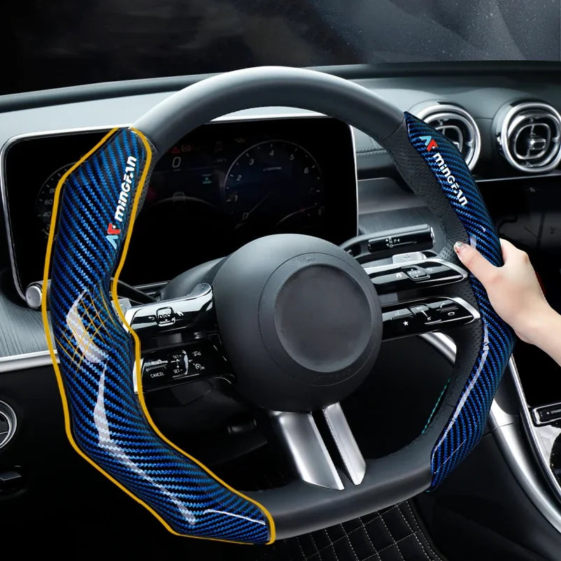 Car Steering Wheel Cover Universal Carbon Fiber Car Steering Protector Anti-Slip Comfortable Sport Steering Wheel Cover