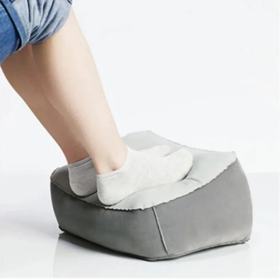 Inflatable PVC Footrest Pillow Air Cushion for Travel Office Home Leg Up Relaxing Foot Rest Under Desk Support