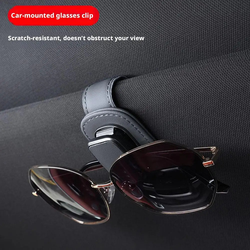 Car Sunglasses Clip Super Fiber Leather Sun Visor Eyeglass Storage Holder Auto Interior Accessories Card Ticket Organizer