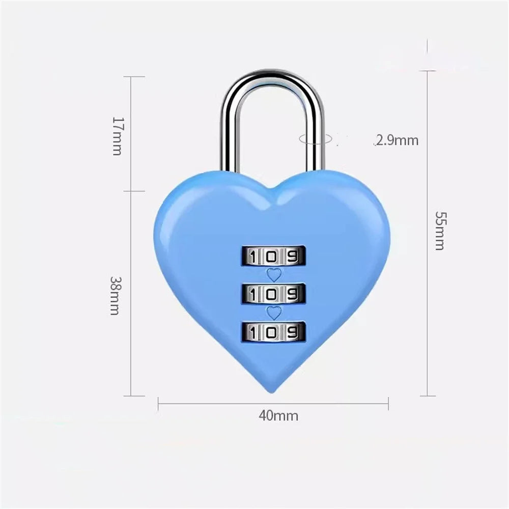 Heart Shaped 3 Digit Password Lock Mini Combination Padlock For Couple Wedding Party Favor Travel Accessory Anniversary Gift