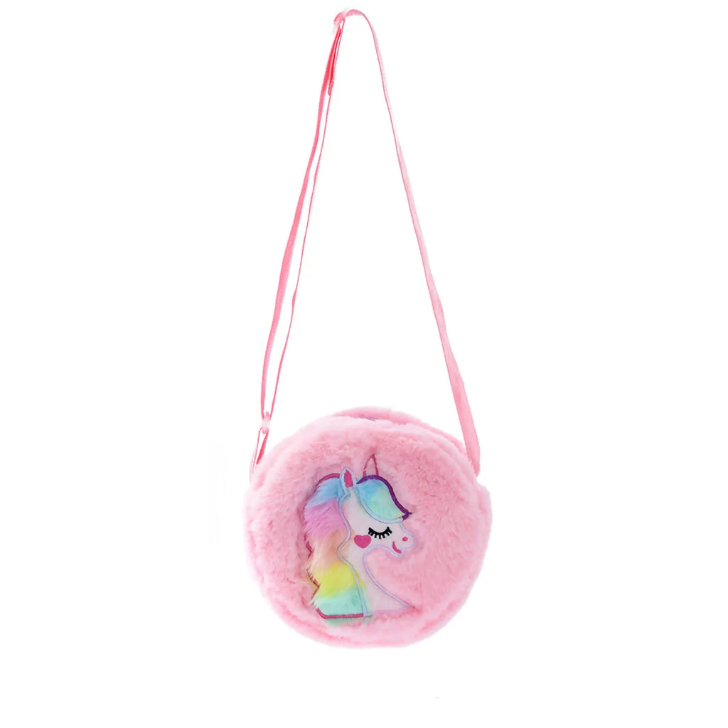 Kawaii Plush Crossbody Bag with Adjustable Shoulder Strap Cute Fluffy Unicorn Shoulder Purses Unique Handbag Tote with Zipper