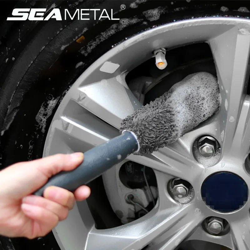 SEAMETAL Car Wheel Detail Cleaning Brush Tool Tire Washing Clean Soft Bristle Cleaner Black Easy To Cleaning Rims Spokes Wheel