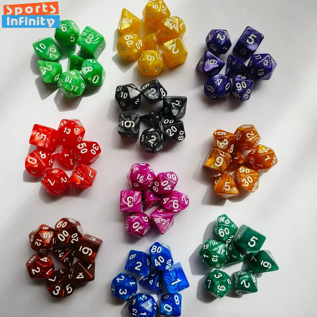 7pcs/set Colorful Pearl Pattern Polyhedral Dice Number Dice Kit for DND PRTG RPG Running Team Table Board Game Dnd Dice Set