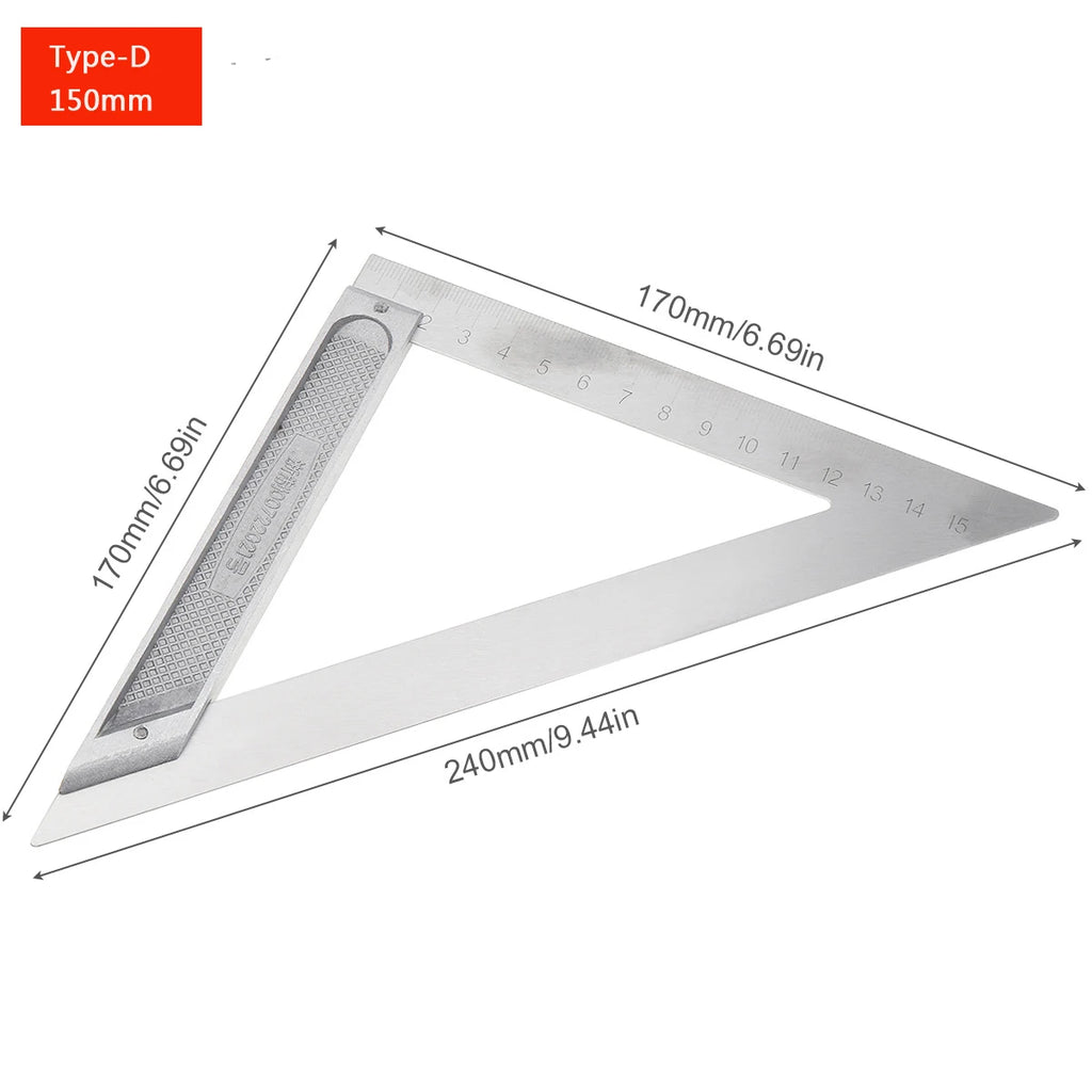 200/250/300mm Aluminum Square Ruler Right Angle 90 Degree Turning Rule Woodworking Measuring Tool Angle Square Carpenter Ruler