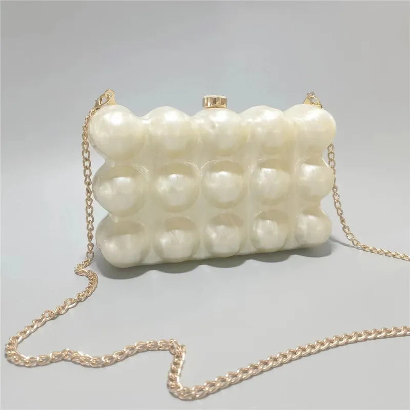 Women New Trend Acrylic Evening Clutch Bag,Europe and America Fashion Luxury Party Wedding Purses Chain Shoulder Crossbody Bag