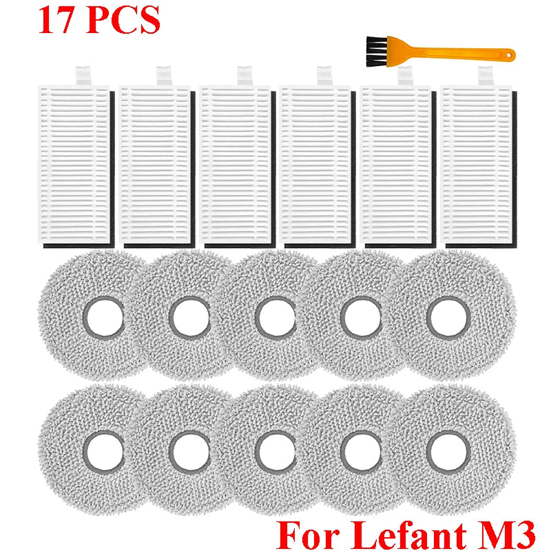 Accessories For ( Lefant M3 / M3 MAX / M3L ) HEPA Filters Robot Vacuum Cleaner Main Side Brush Mop Cloth Pads Dust Bags