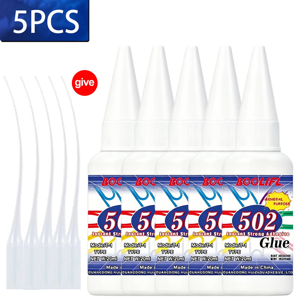 LOOLIFL 502 Super Glue Instant Quick-drying Cyanoacrylate Adhesive Leather Rubber Glass Wood Metal Strong Bond Liquid Glue Tool