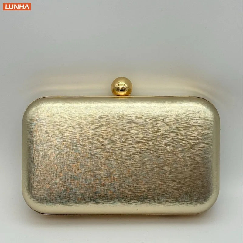 Evening Bags Vintage Metallic Box Bag Gold Silver Luxury Clutch Dinner Bag Hard Case Crossbody Purse for Party Wedding Gathering