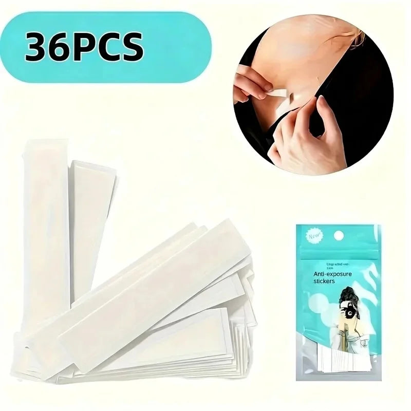 36PCS Invisible Double Sided Fashion Tape for Clothing Dress Bra Strap Anti-Slip Skin Safe Secret Adhesive Strip 1.2/1.8cmx8.5cm