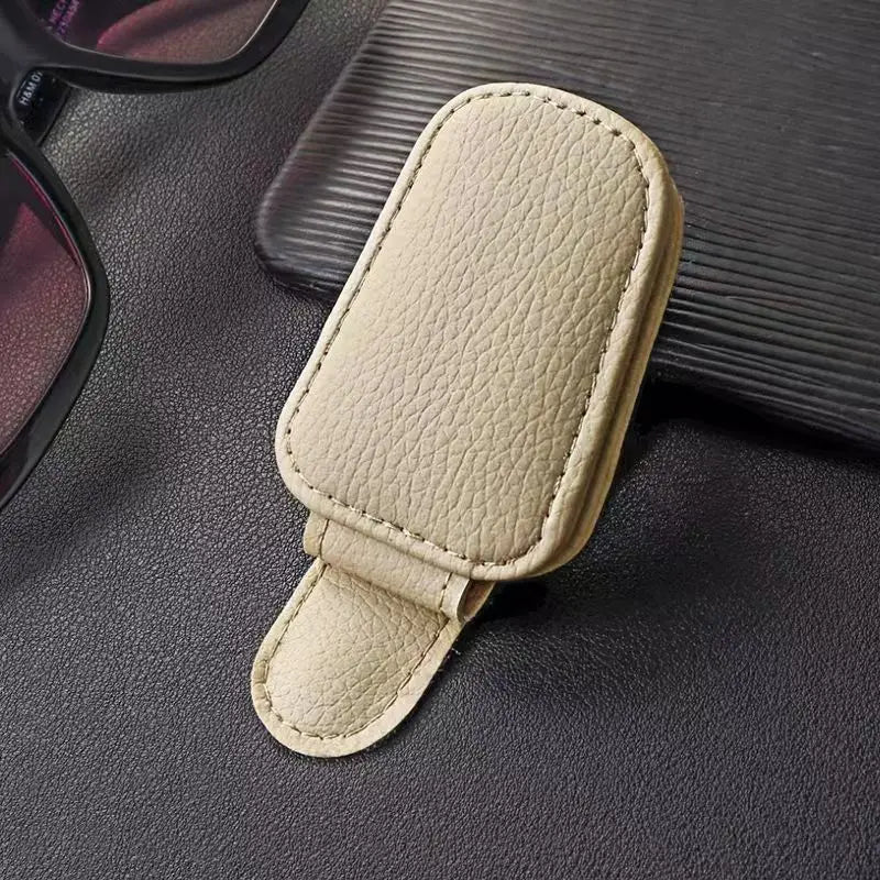 Car Sunglass Holder for Car Visor Sunglasses Clip Magnetic Leather Glasses Eyeglass Holder Truck Car Accessories for Women Men