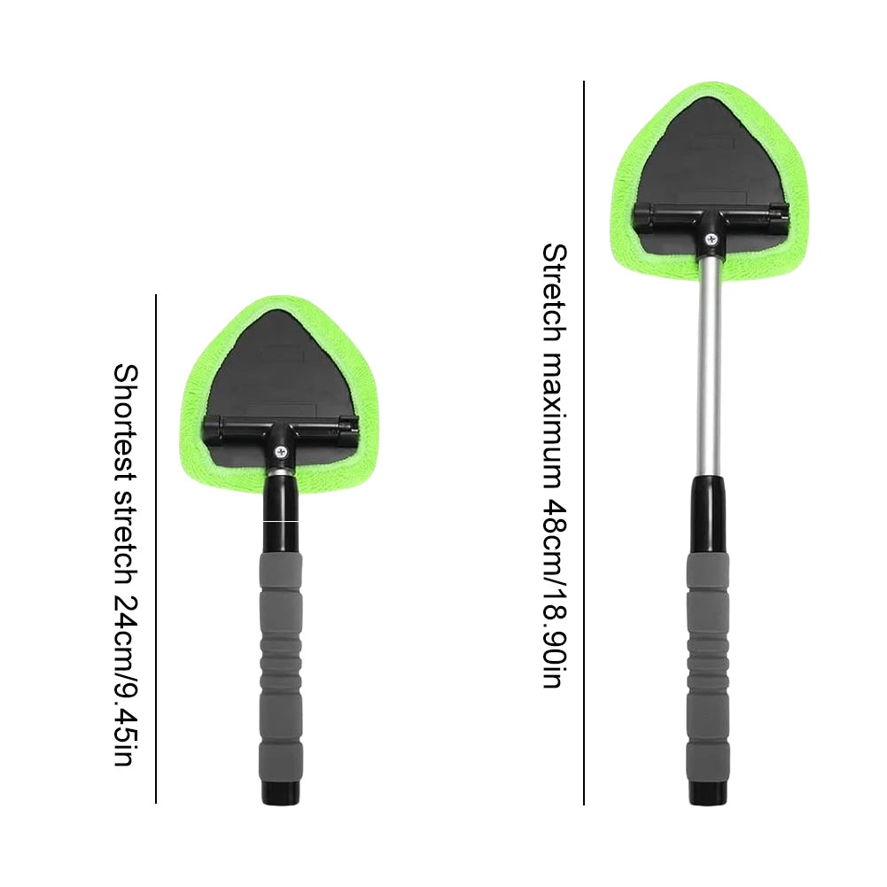 Car Glass Cleaner Windshield Cleaning Tool with 2 Microfiber Pads Windshield Washer Brush Extendable Handle for Car & Home Use