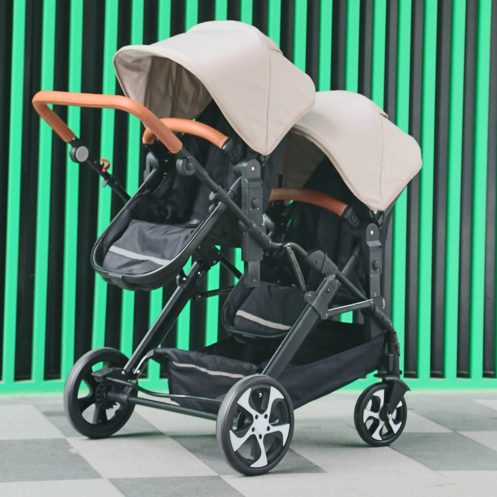 High landscape baby stroller for twins, suitable for folding four wheeled baby strollers for two children NEW 2025 kids car