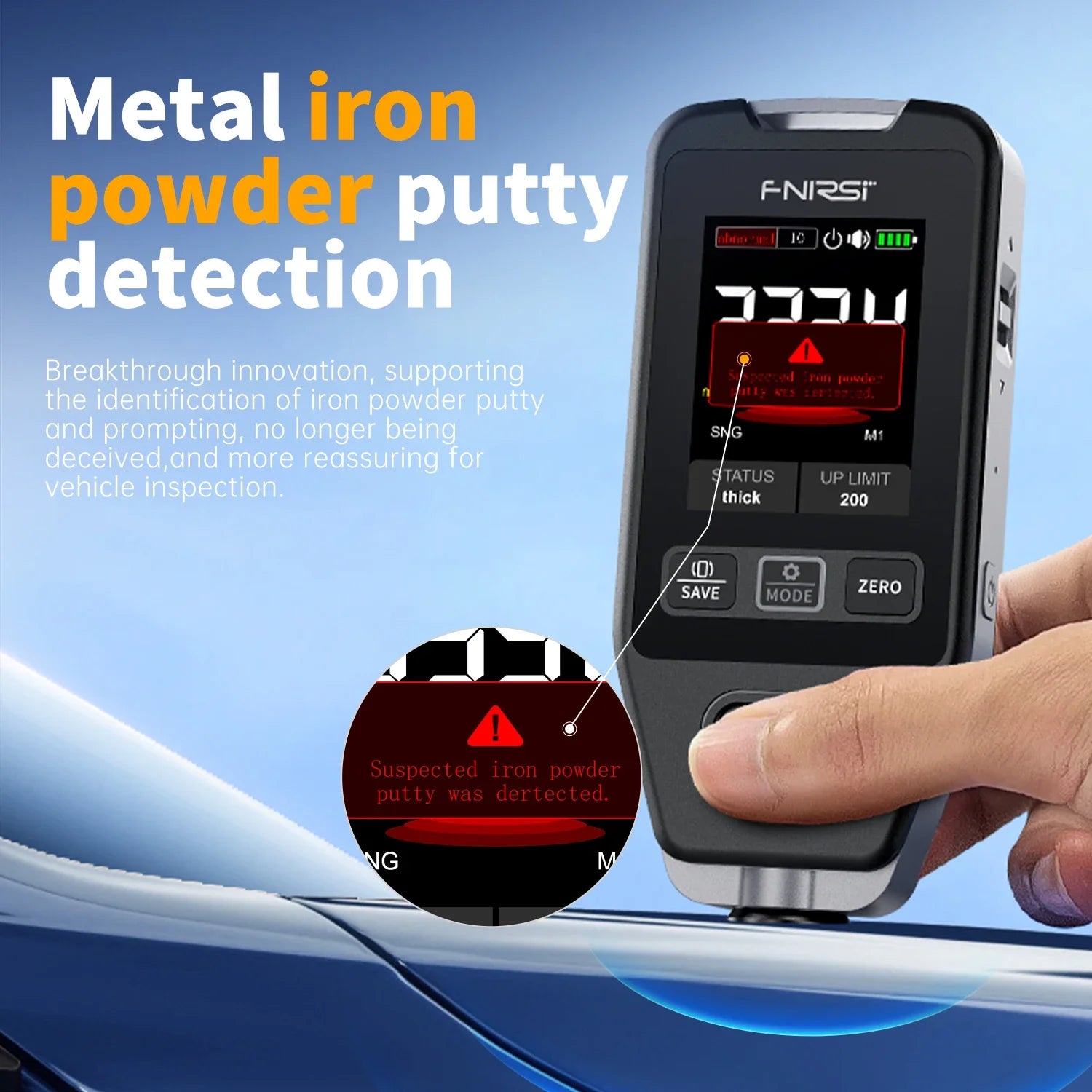 FNIRSI CTG-20 Coating Thickness Gauge 0-1400um Fe NFe Fe+Zn Electroplate Metal & Putty Powder