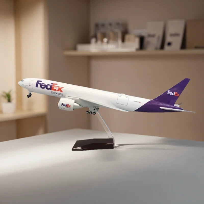 47cm Resin Model Aircraft B777 Fedex Cargo Airways Diecast 1/157 Scale Airplanes With Display Stand For Aviation Hobby Ornaments