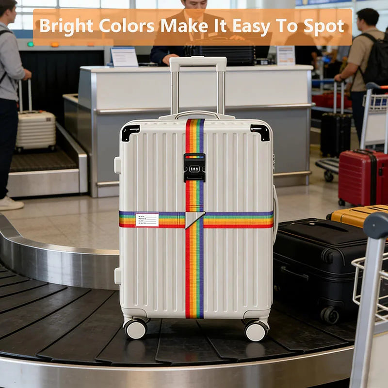 Nylon Cross Luggage Straps with Name ID Card Adjustable Bundling Packing Baggage Belt Password Lock Anti-lost Travel Accessories