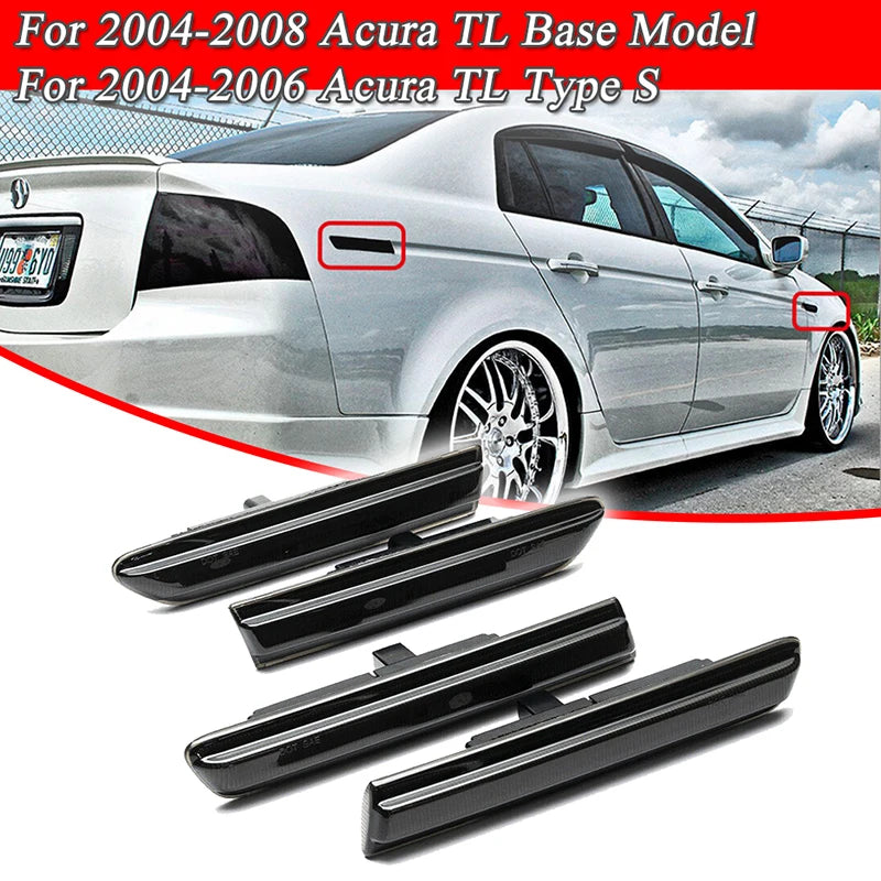 Gtinthebox Canbus Front Amber / Rear Red LED Car Bumper Side Marker Indicator Lights Fender Flare Light For 2004-2008 Acura TL