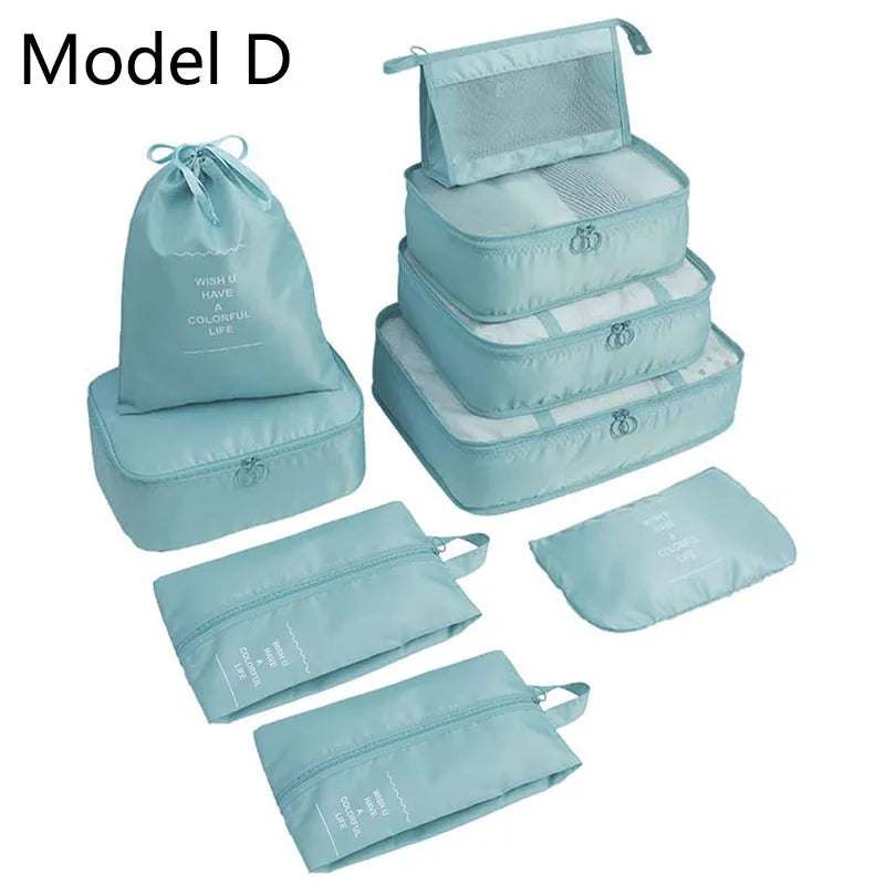 9Pcs/set High Quality Luggage Storage Bags For Packing Cube Clothes Underwear Cosmetic Bag Travel Suitcase Organizer Bag Pouch